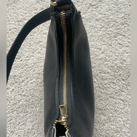 Faux Leather Black Crescent Shoulder Bag - Picture 7 of 10